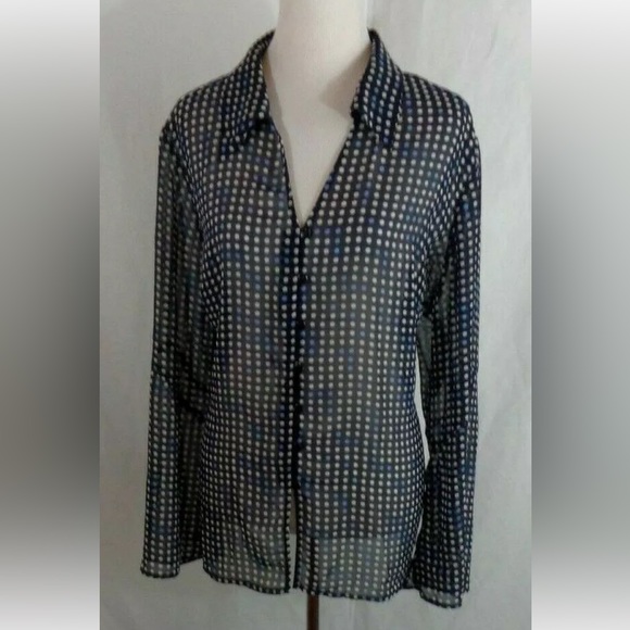 VENEZIA JEANS WOMEN'S SHIRT SIZE 22/24,POLKA DOTS,SHEER,BELL SLEEVE. - Picture 1 of 4